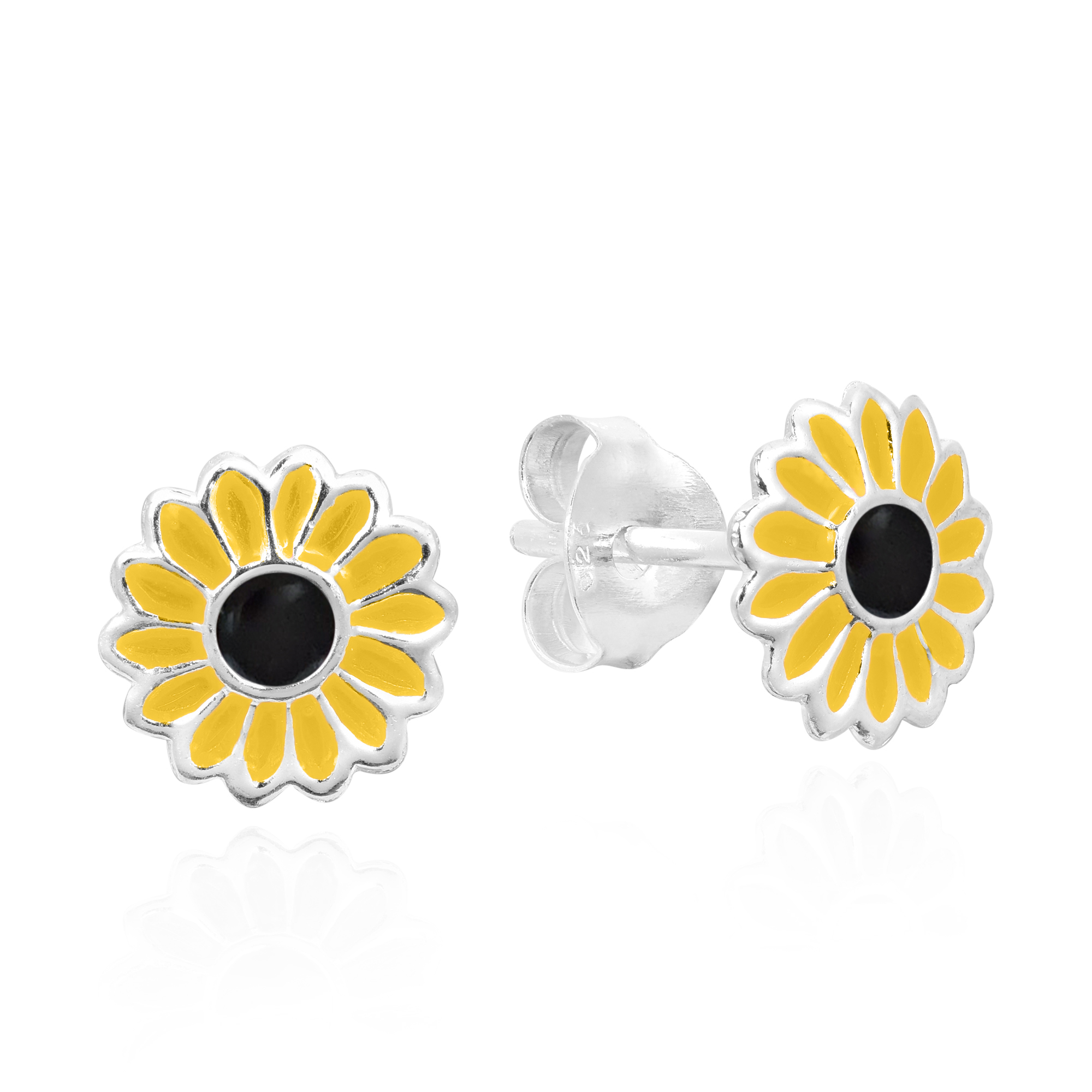 Petite Sunflower Sterling Silver Stud Earrings