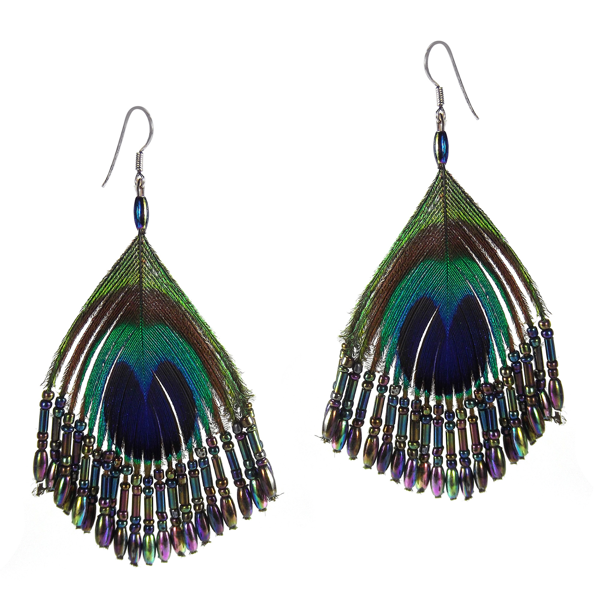 Silk Thread Ruffles Peacock Statement Fashion Earrings