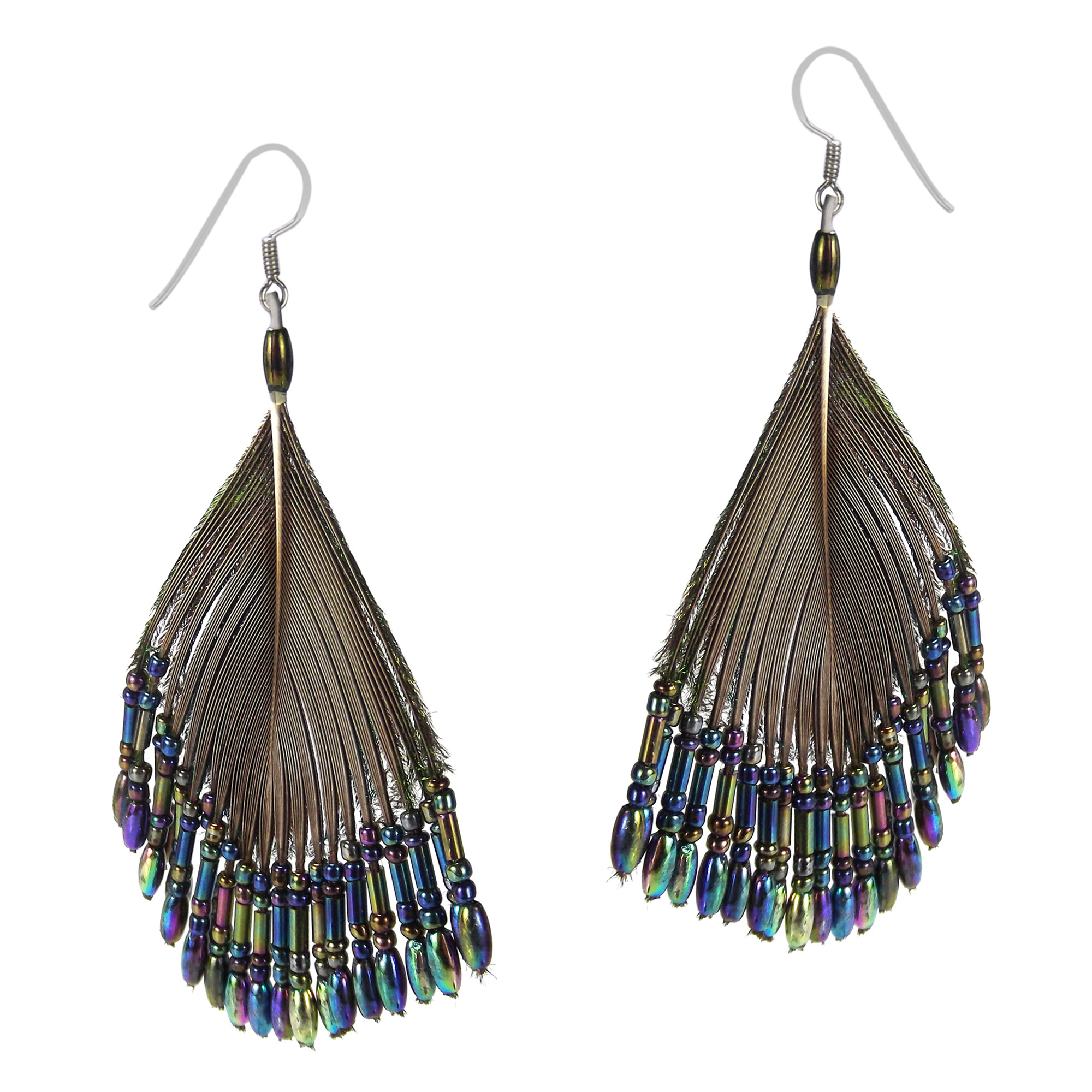 Silk Thread Ruffles Peacock Statement Fashion Earrings