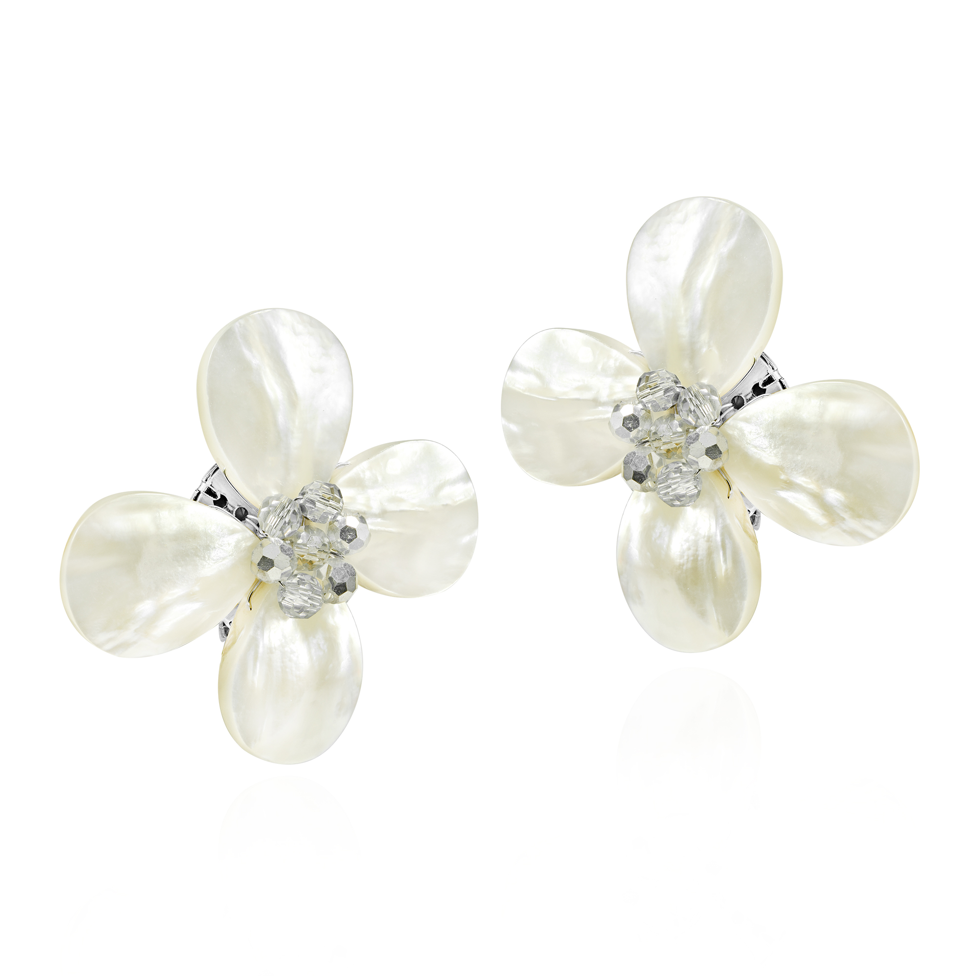 Beautiful & Elegant Mother of Pearl Flower Clip-on Earrings | eBay