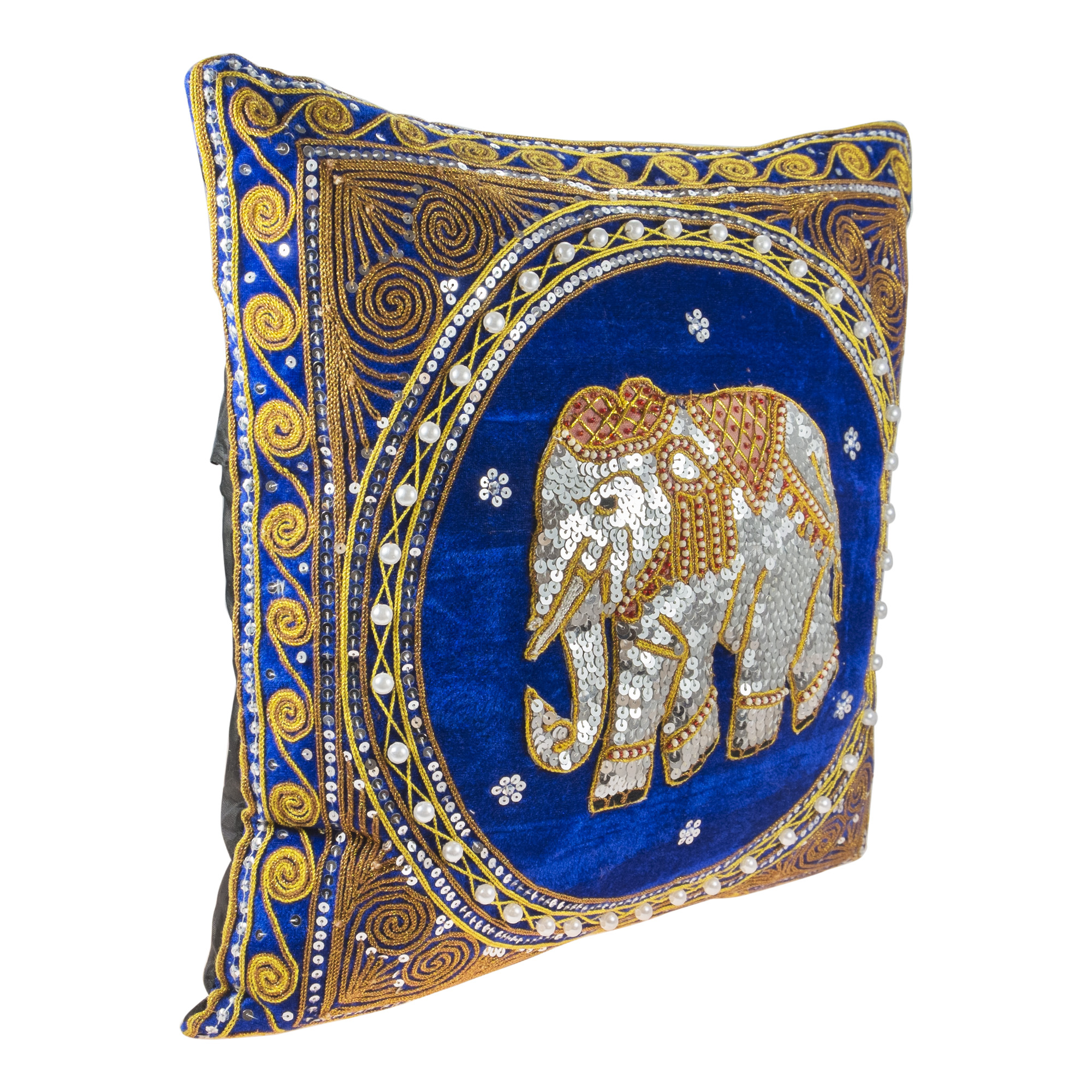 Thai Elephant Embroidered Velvet Throw Pillow Cases