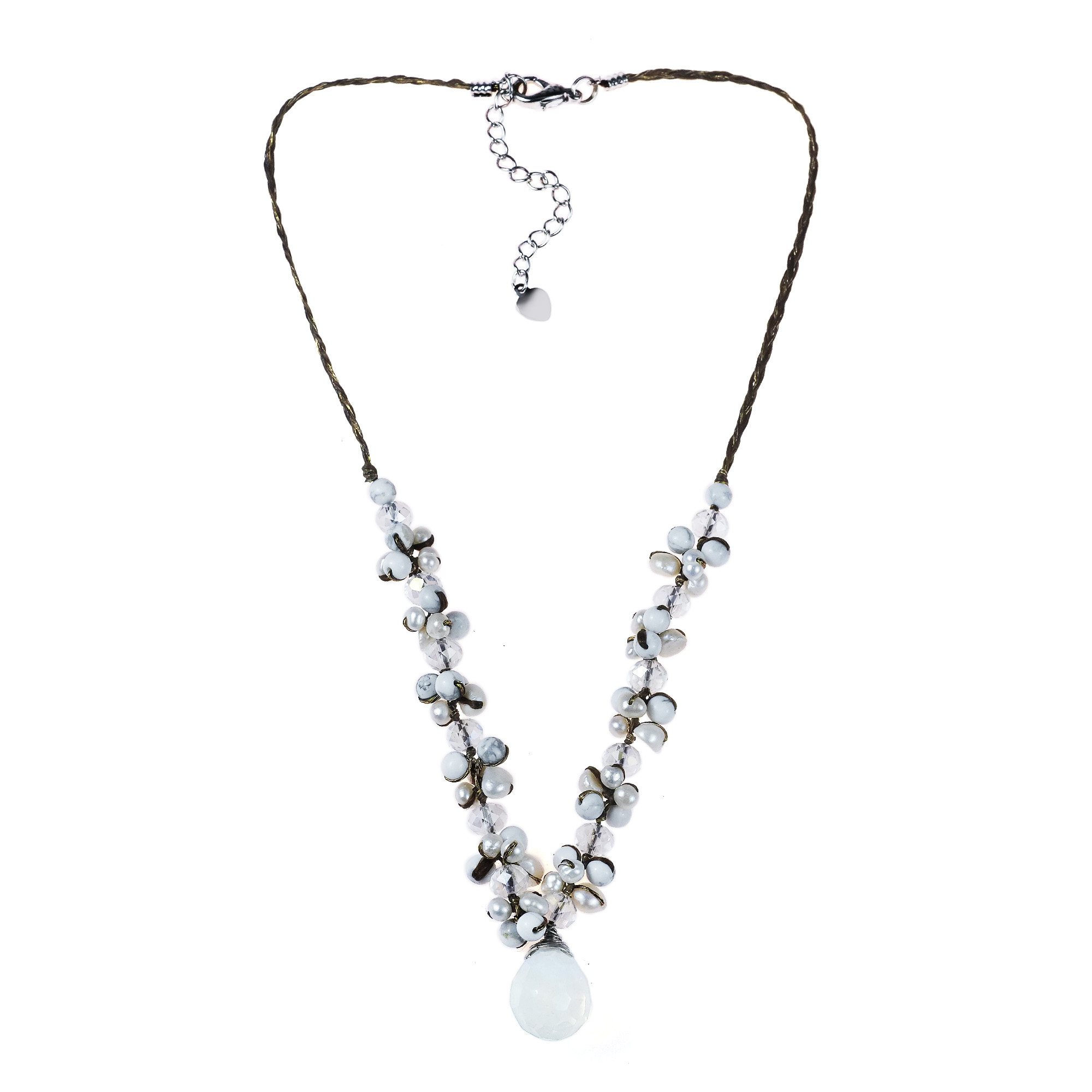 Moonstone Tears Pearl Glow Silk Thread Necklace