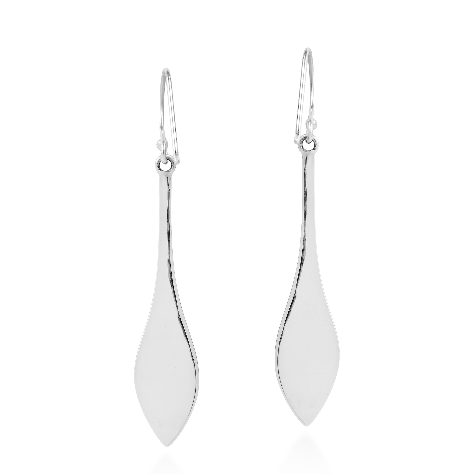 Trendy Long Elongated Teardrop Sterling Silver Dangle Earrings