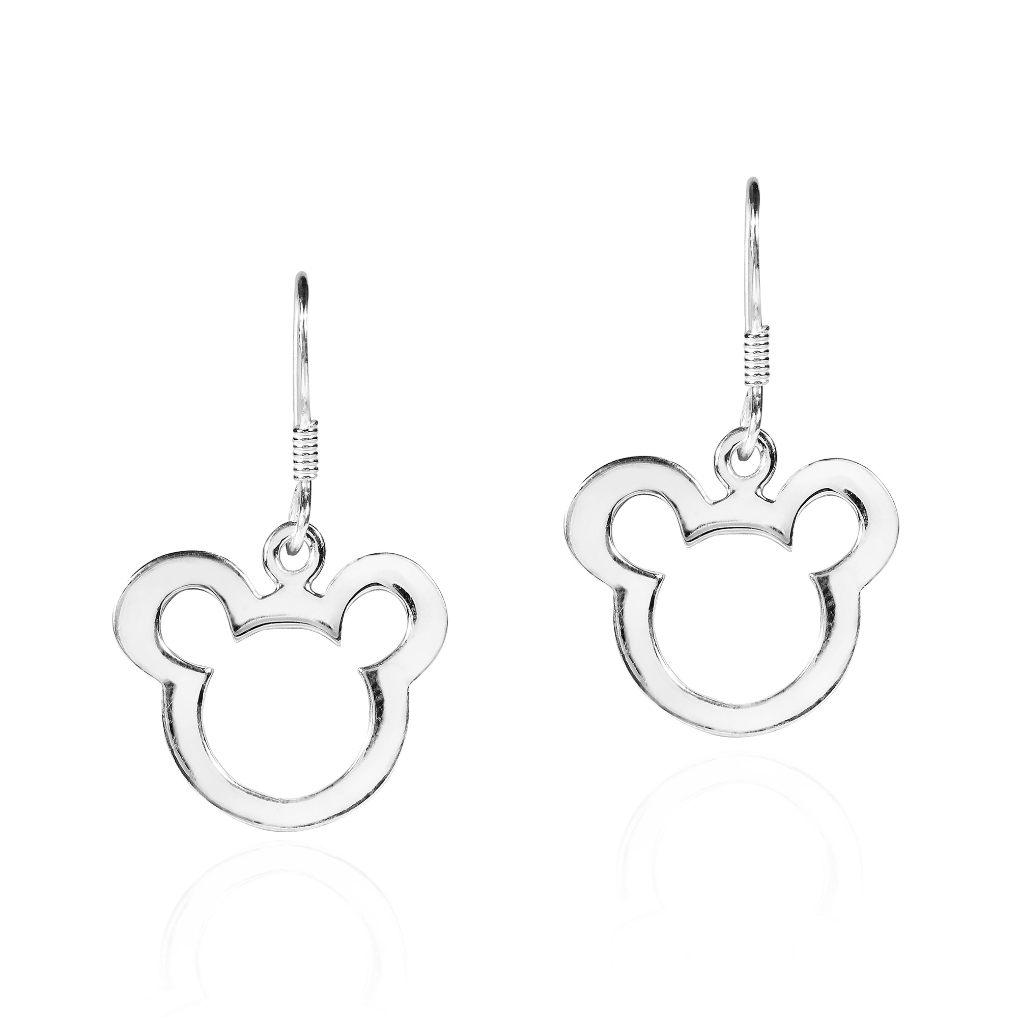 Cute Mickey Mouse Sketch Sterlng Silver Dangle Earrings