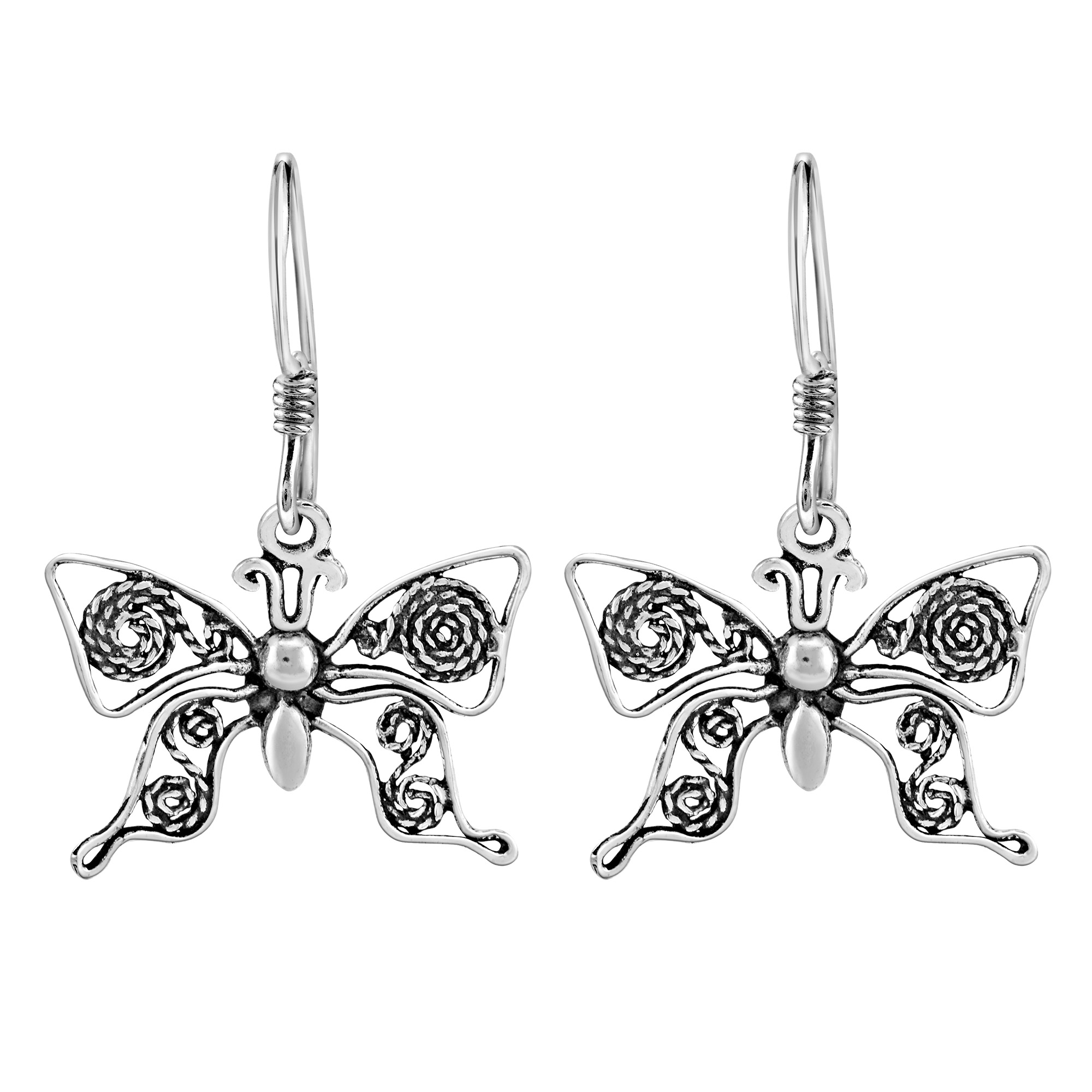 See-ThruTwistRope Butterfly Dangle .925 Silver Earrings | eBay