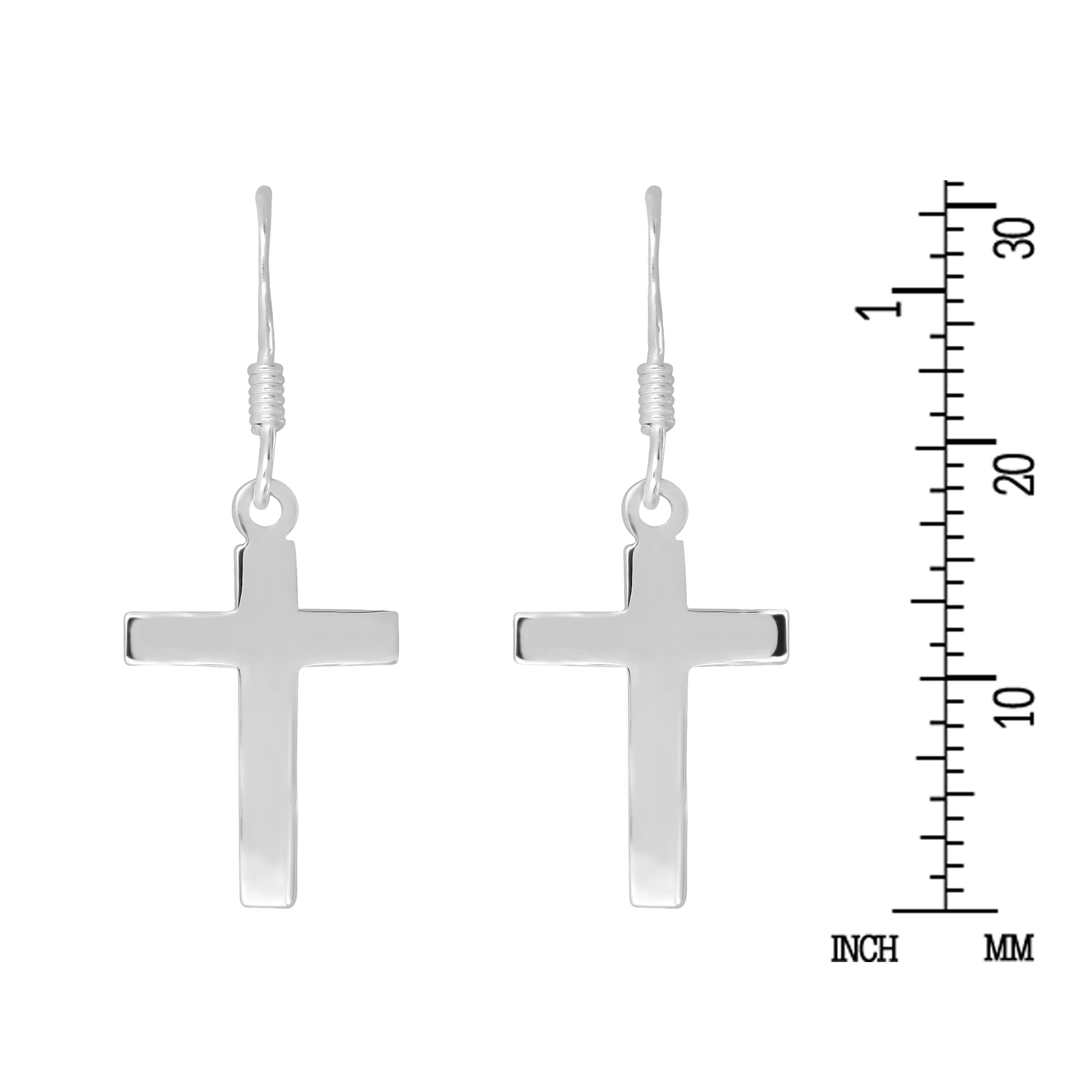 Simple & Elegant Sterling Silver 12mm Cross Dangle Earrings | eBay