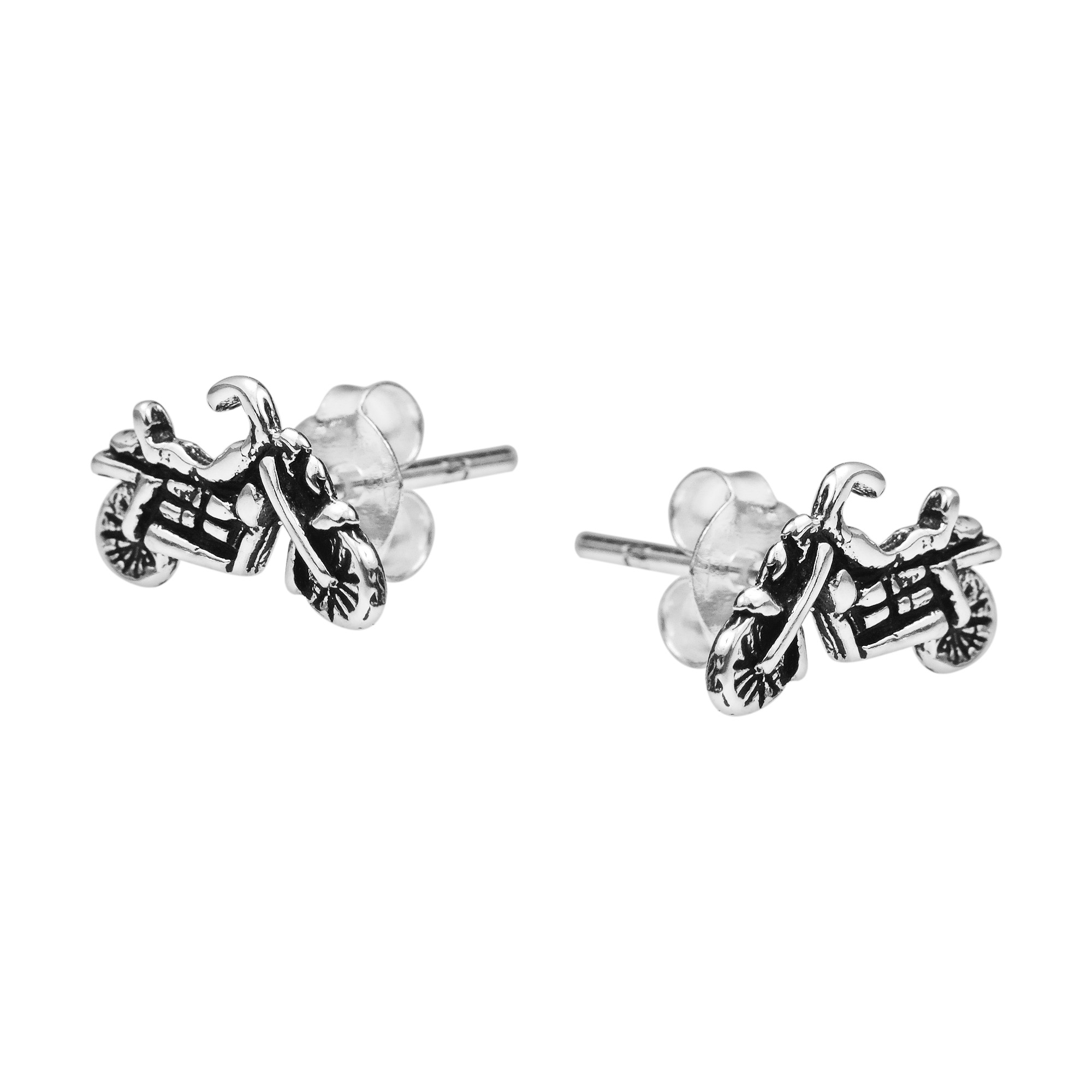 Biker Chic Mini Sterling Silver Motorcycle Stud Earrings eBay