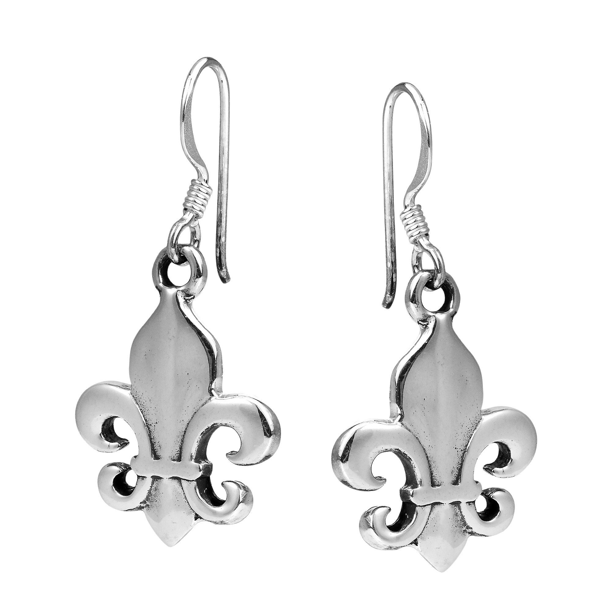 Elegant Fleur-de-Lis Sterling Silver Dangle Earrings | eBay