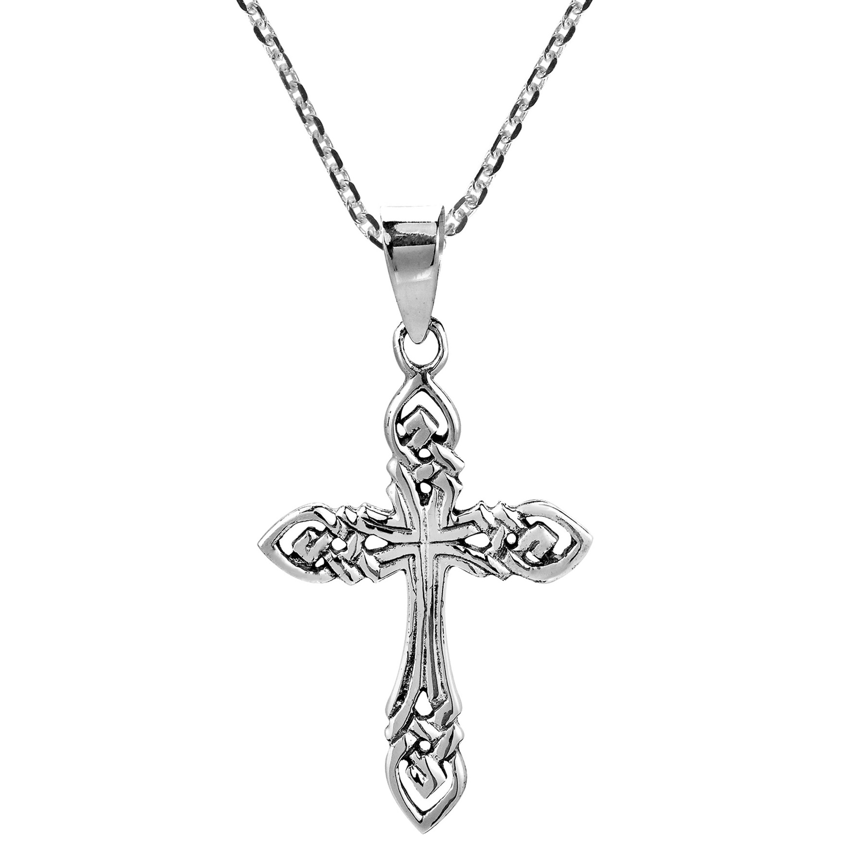 AeraVida Modern Infinity Loop Cross .925 Sterling Silver Necklace