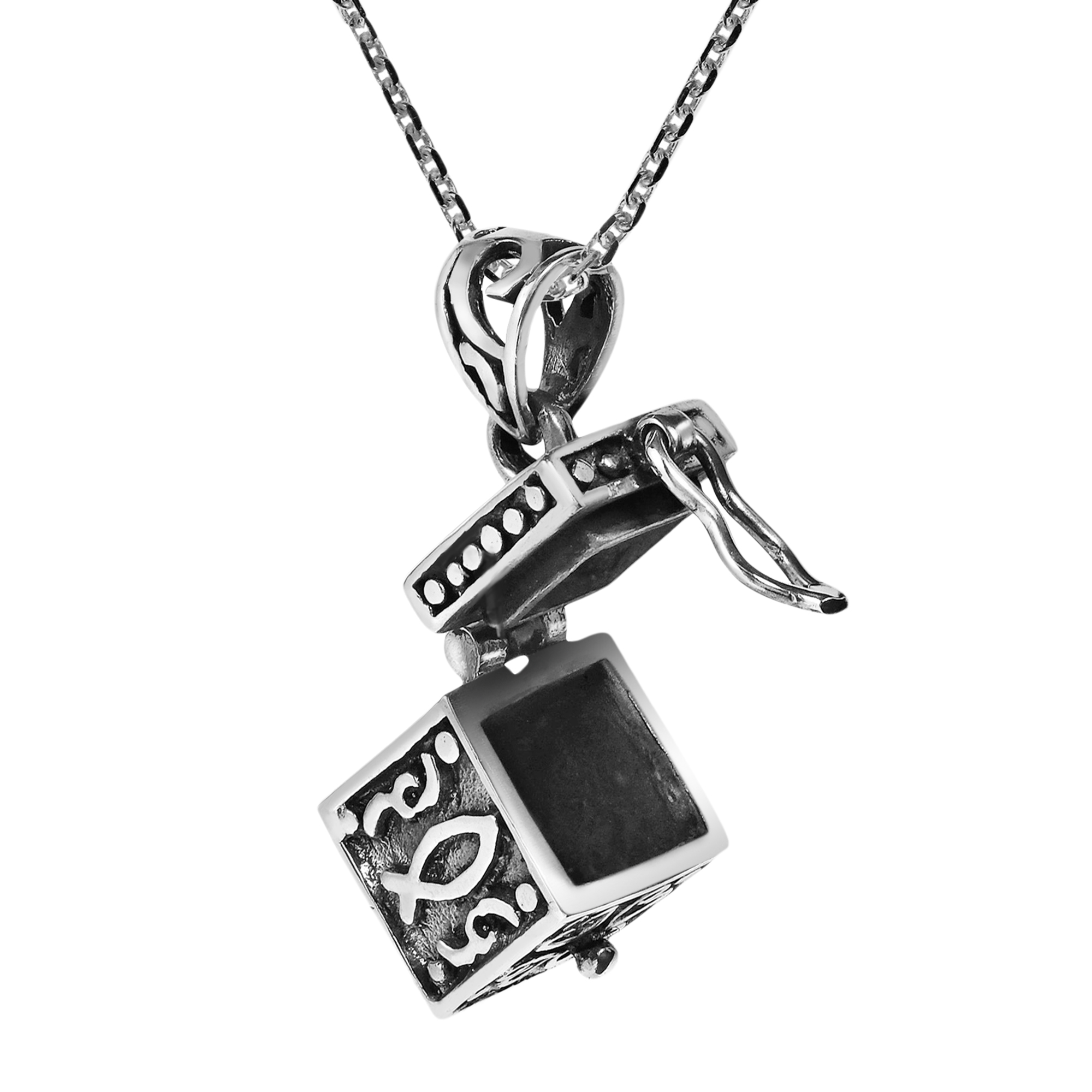 Chisel Polished and Antiqued Magnetic Prayer Box Cable Chain Necklace |  CoolSprings Galleria
