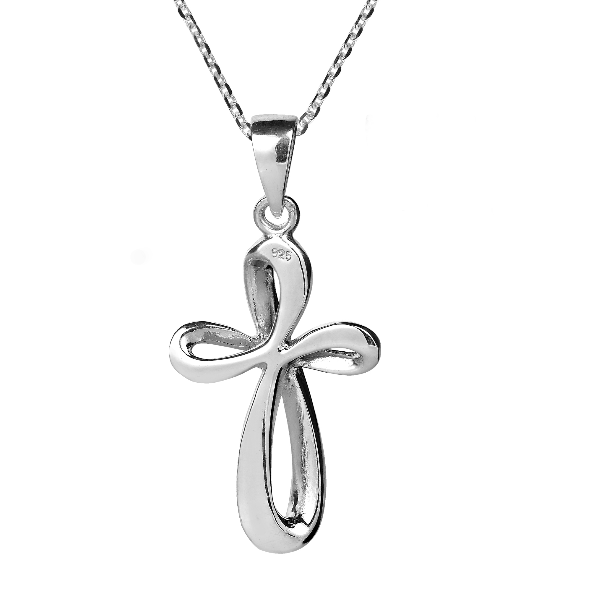 Modern Infinity Loop Cross Sterling Silver Necklace