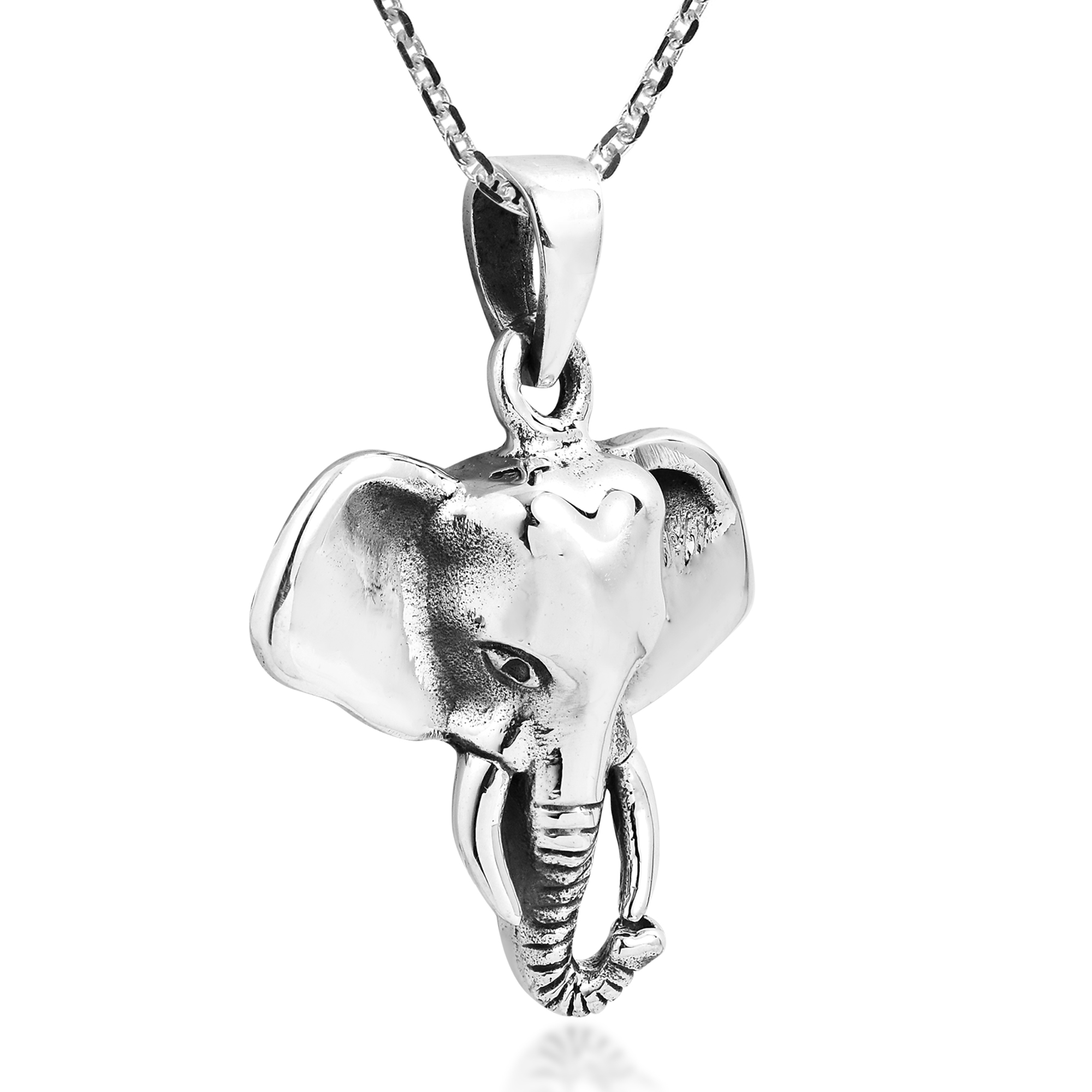 Safari Elephant Head .925 Sterling Silver Necklace | eBay