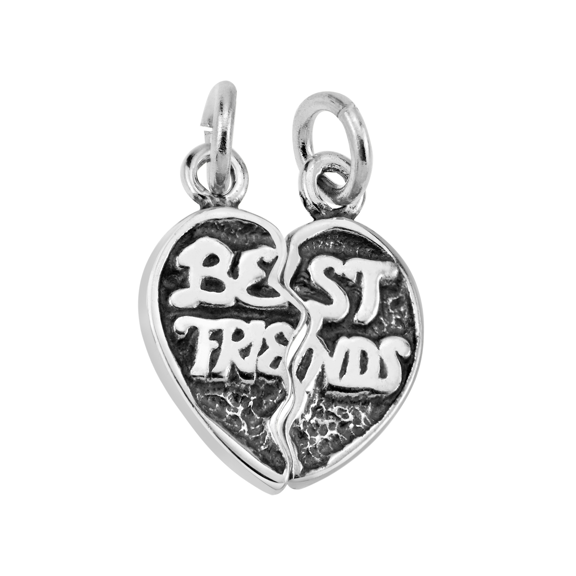 Meaningful Heart Two Piece 'Best Friends' Sterling Silver Pendant