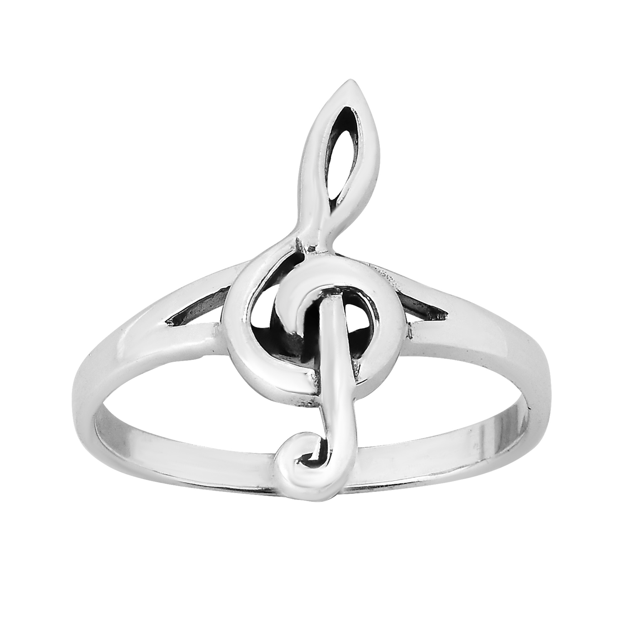 Musical note Ring unisex rhinestone silver treble clef gift graduation UK
