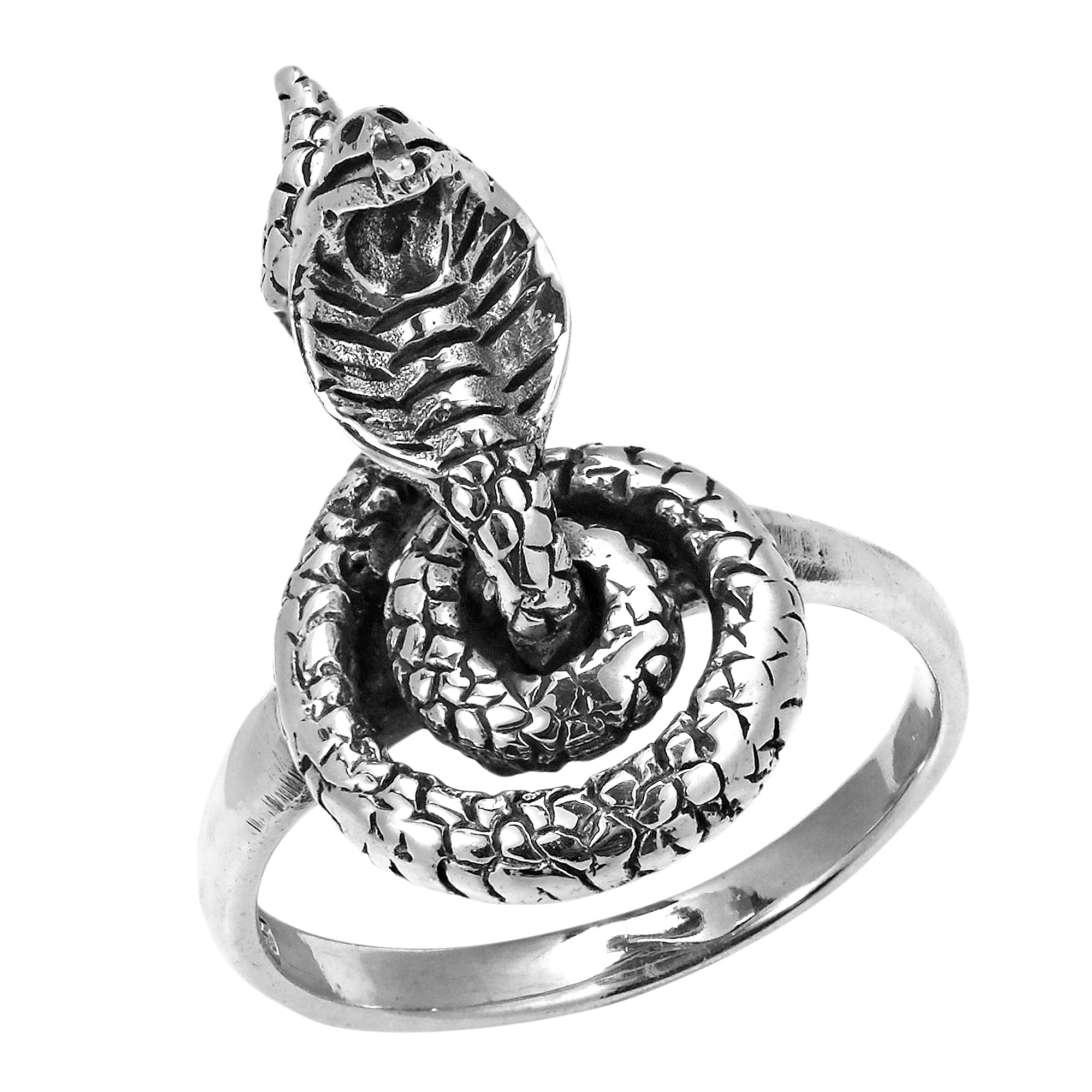 Fatal King Cobra Snake Movable Head Sterling Silver Ring