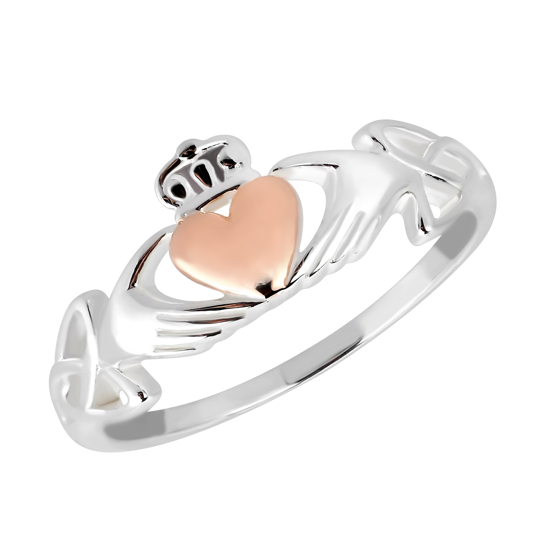 thumbnail image 2 of Celtic Claddagh Love Heart Rose Gold Vermeil Over Sterling Silver... 2 of 11