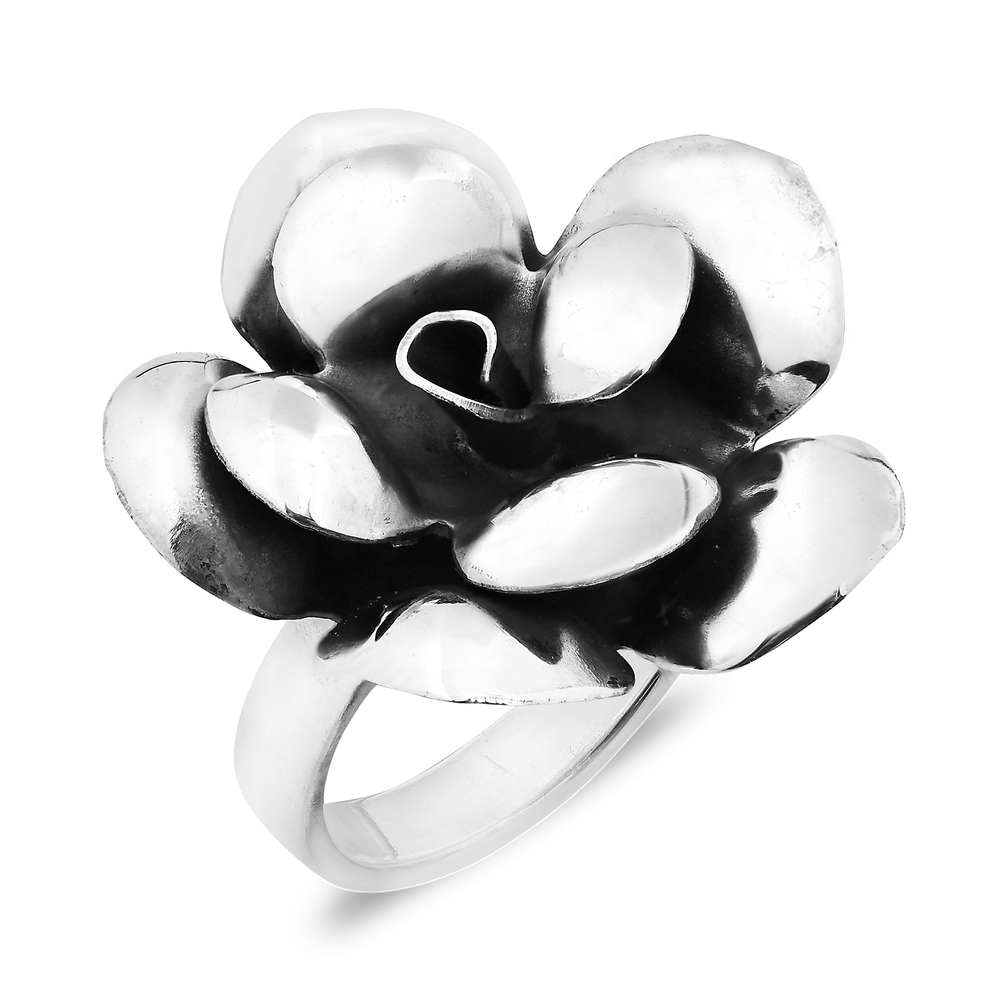 Gorgeous 26mm Large Blooming Rose Sterling Silver Ring