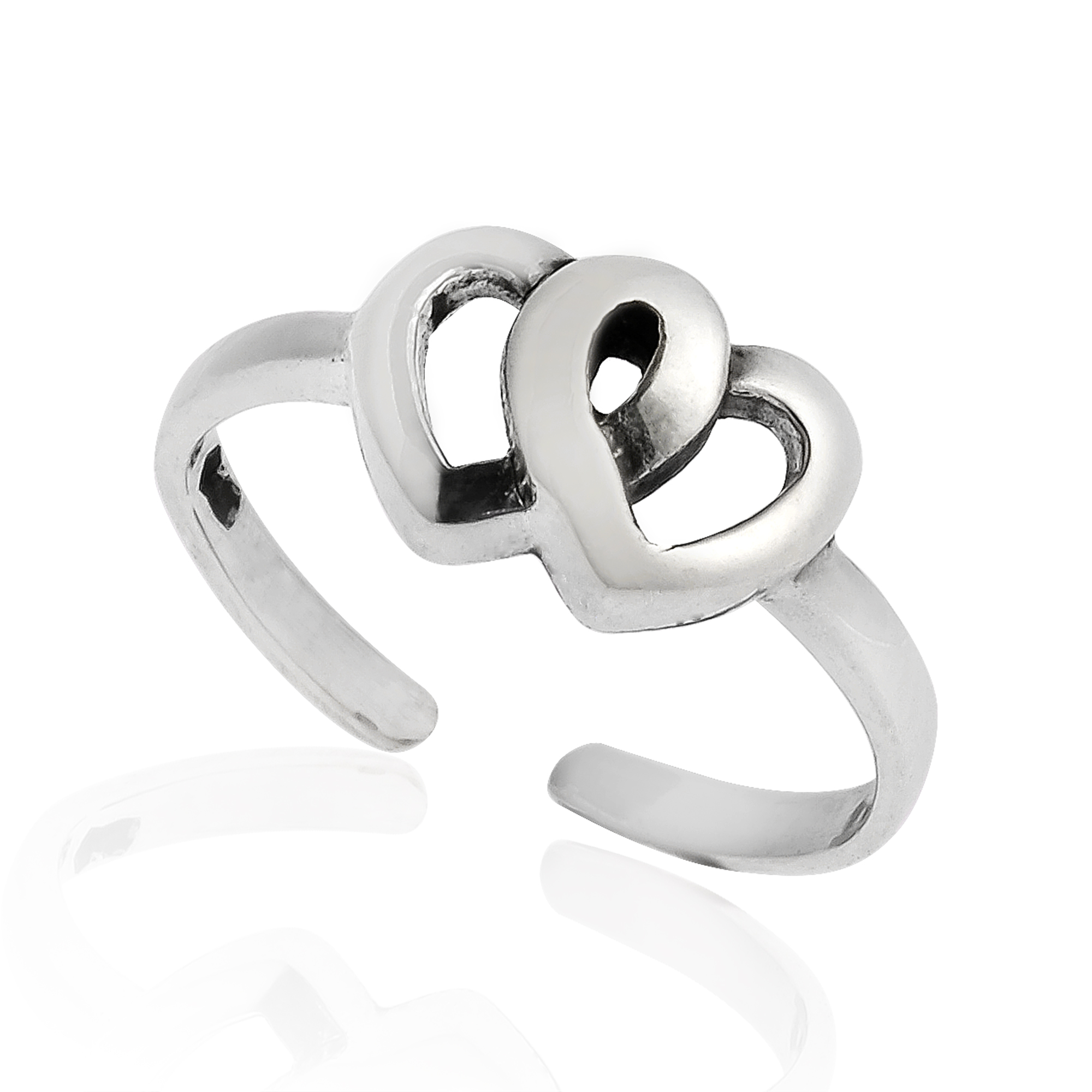 Interlocked Love Double Heart Sterling Silver Toe or Pinky Ring | eBay
