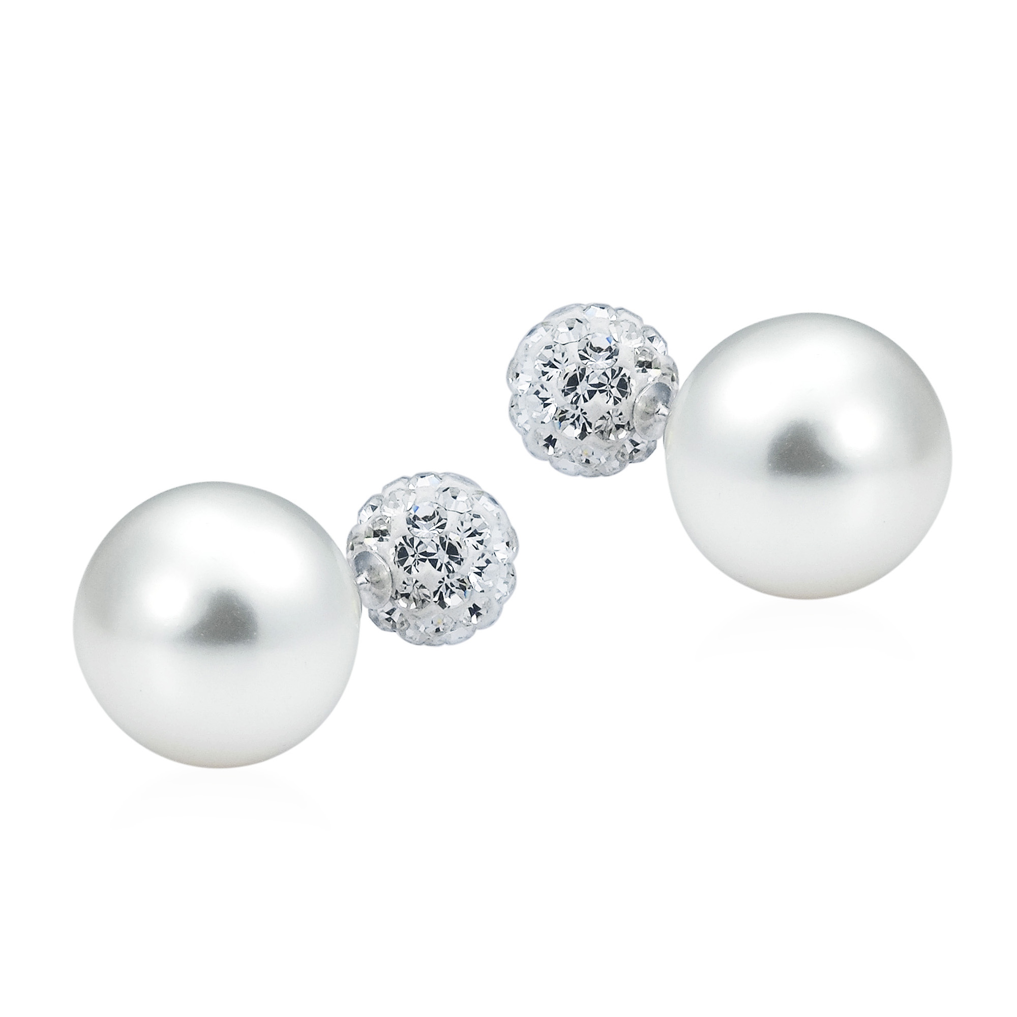 Disco Ball White Pearl Reversible .925 Silver Stud Earrings