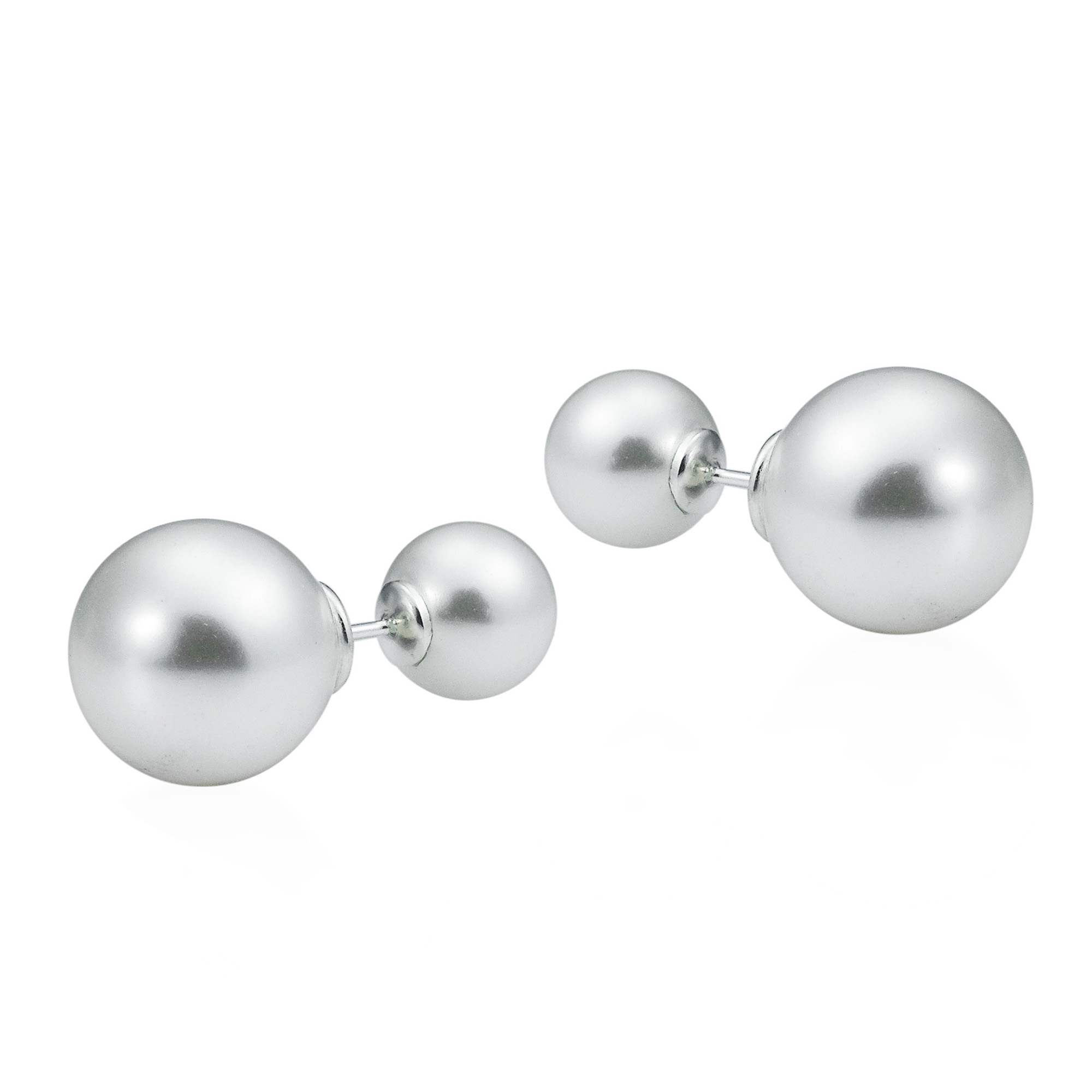 Reversible Double Bubble Pearl .925 Silver Stud Earrings