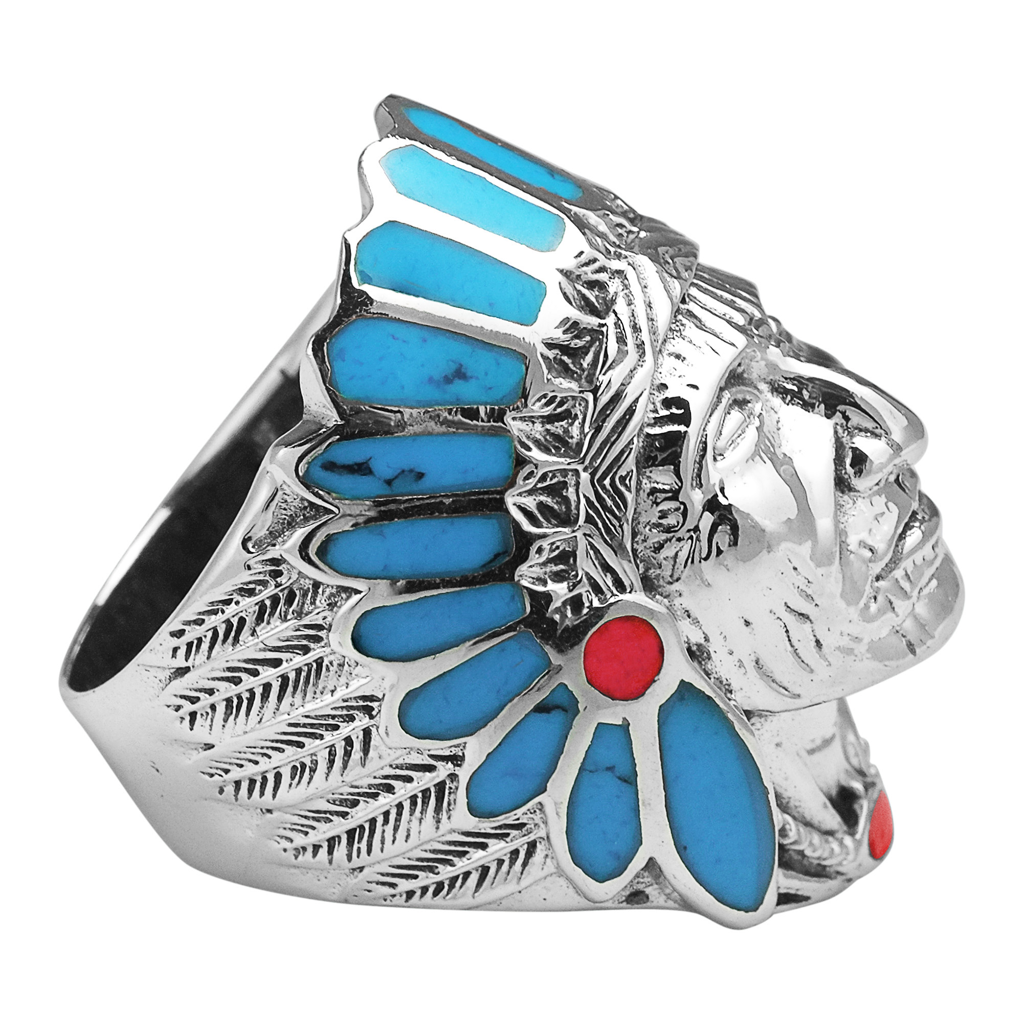 Silver Indian ring Silver Native American  Ring with Indian roach headdress Biker jewelry